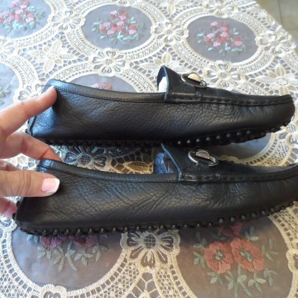Gucci Black Horse Bit Detail Calf Leather Driving Loafers Size 37.5B - Picture 6 of 16